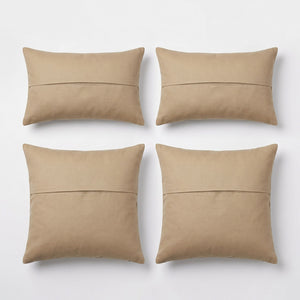 Turkish Kilim Pillow Cover Set of 4 | 16'' x 24'' & 19'' x 19'' - back with hidden zipper