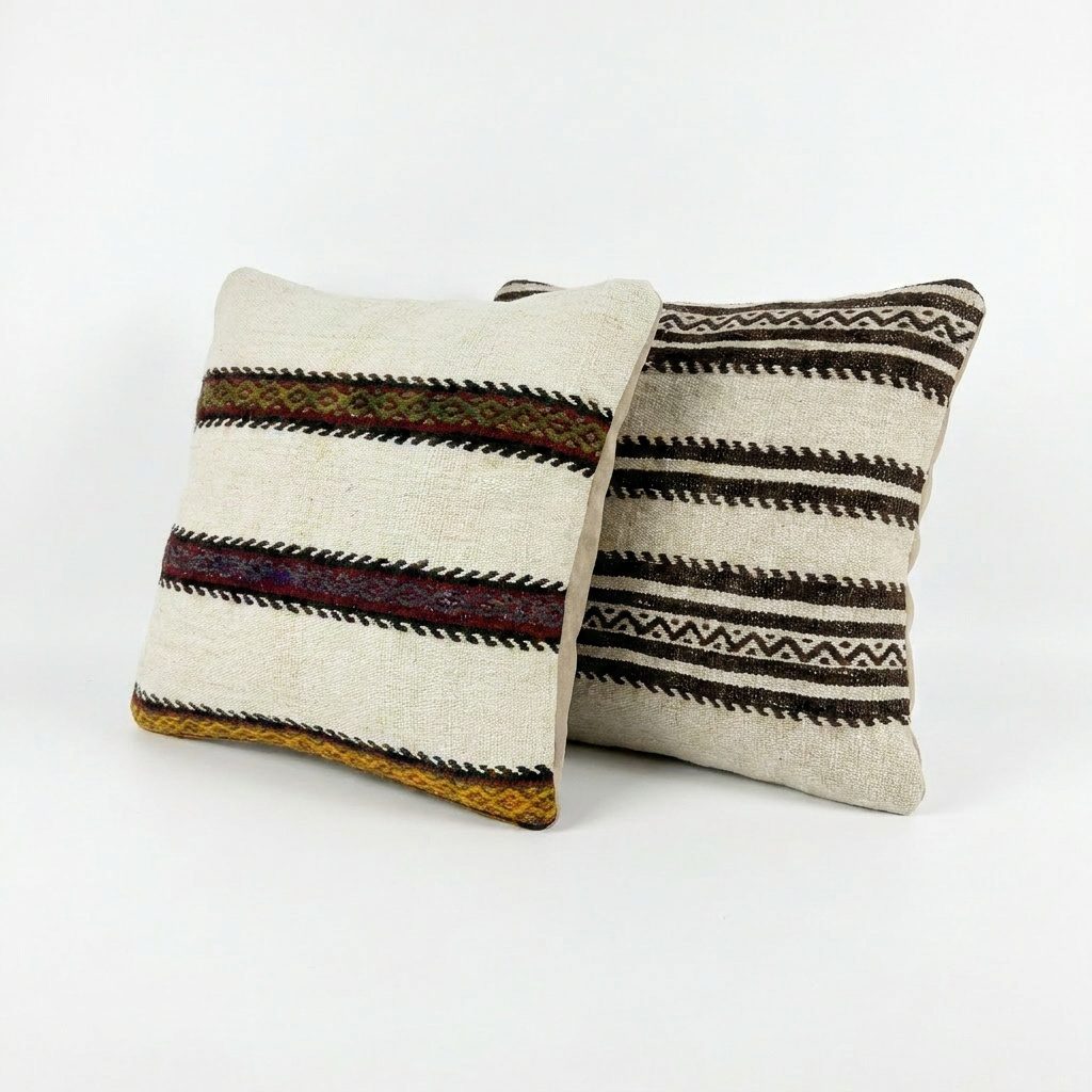 Turkish Kilim Pillow Cover Set of 2 | 20'' x 20'' - left angle