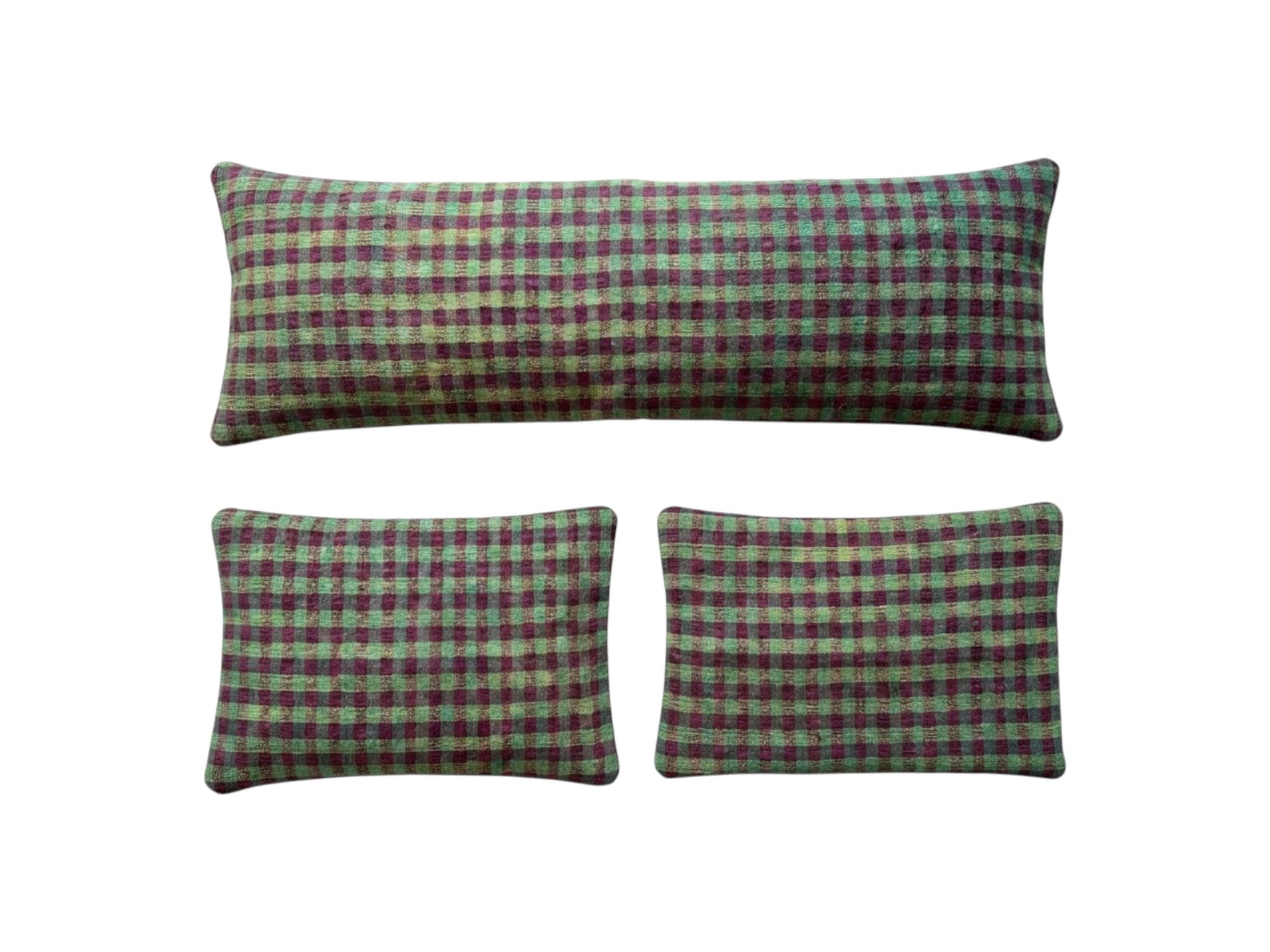Turkish Kilim Bedding Pillow Cover Set of 3 | 16'' x 47'' & 16'' x 24'' - front view