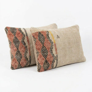 Turkish Kilim Pillow Cover Set of 2 | 16'' x 24'' - right angle