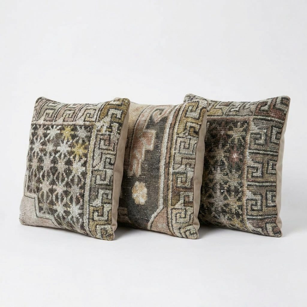 Turkish Rug Pillow Cover Set of 3 | 20'' x 20'' - left angle