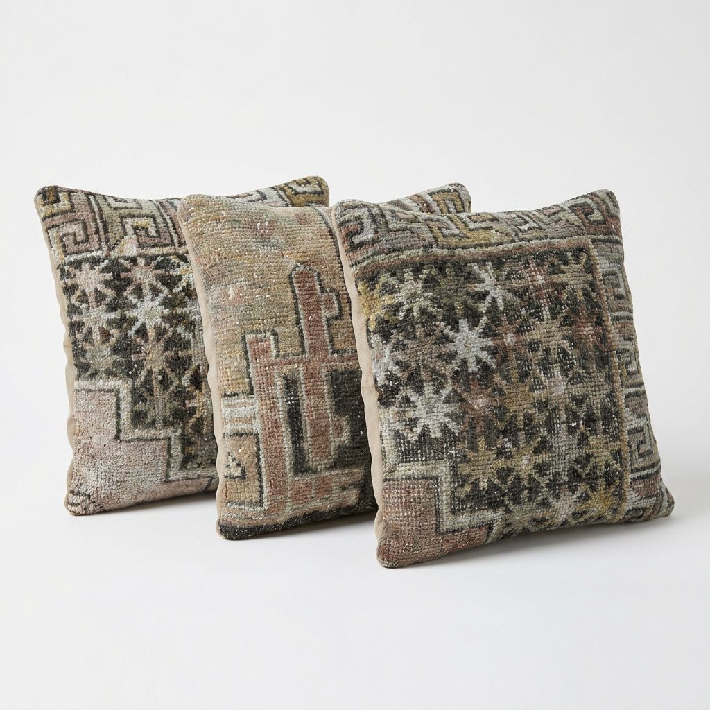 Turkish Rug Pillow Cover Set of 3 | 20'' x 20'' - right angle