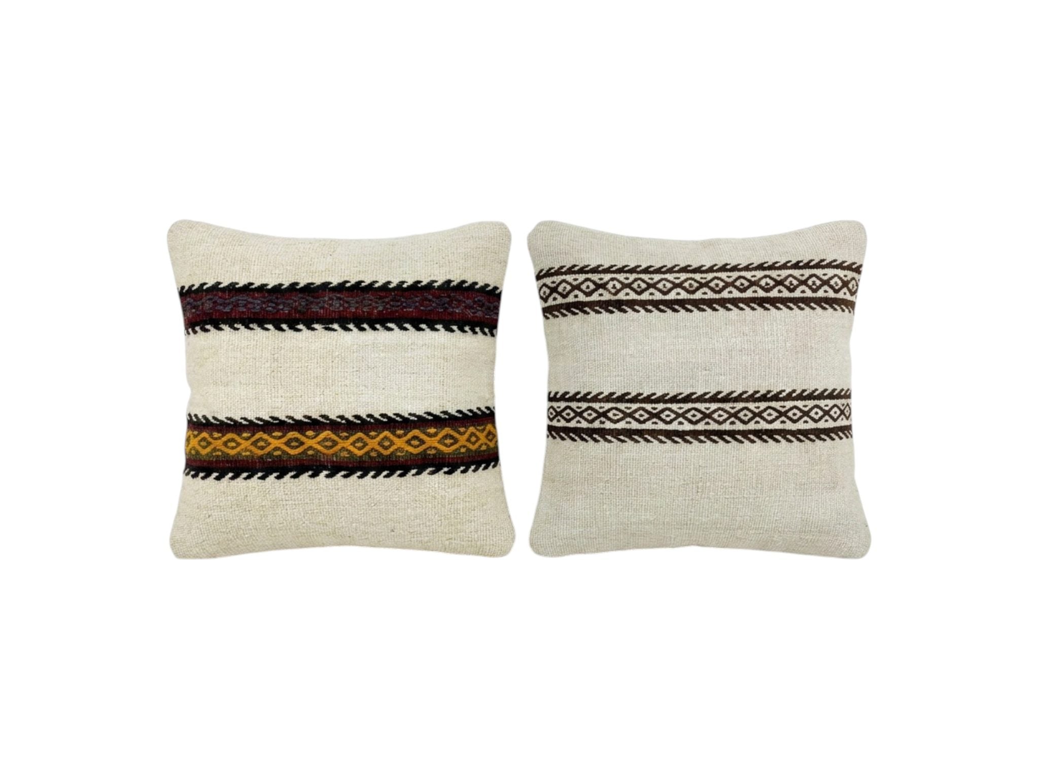 Turkish Kilim Pillow Cover Set of 2 | 16'' x 16'' - front view