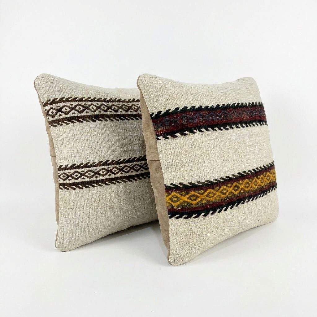Turkish Kilim Pillow Cover Set of 2 | 16'' x 16'' - right angle