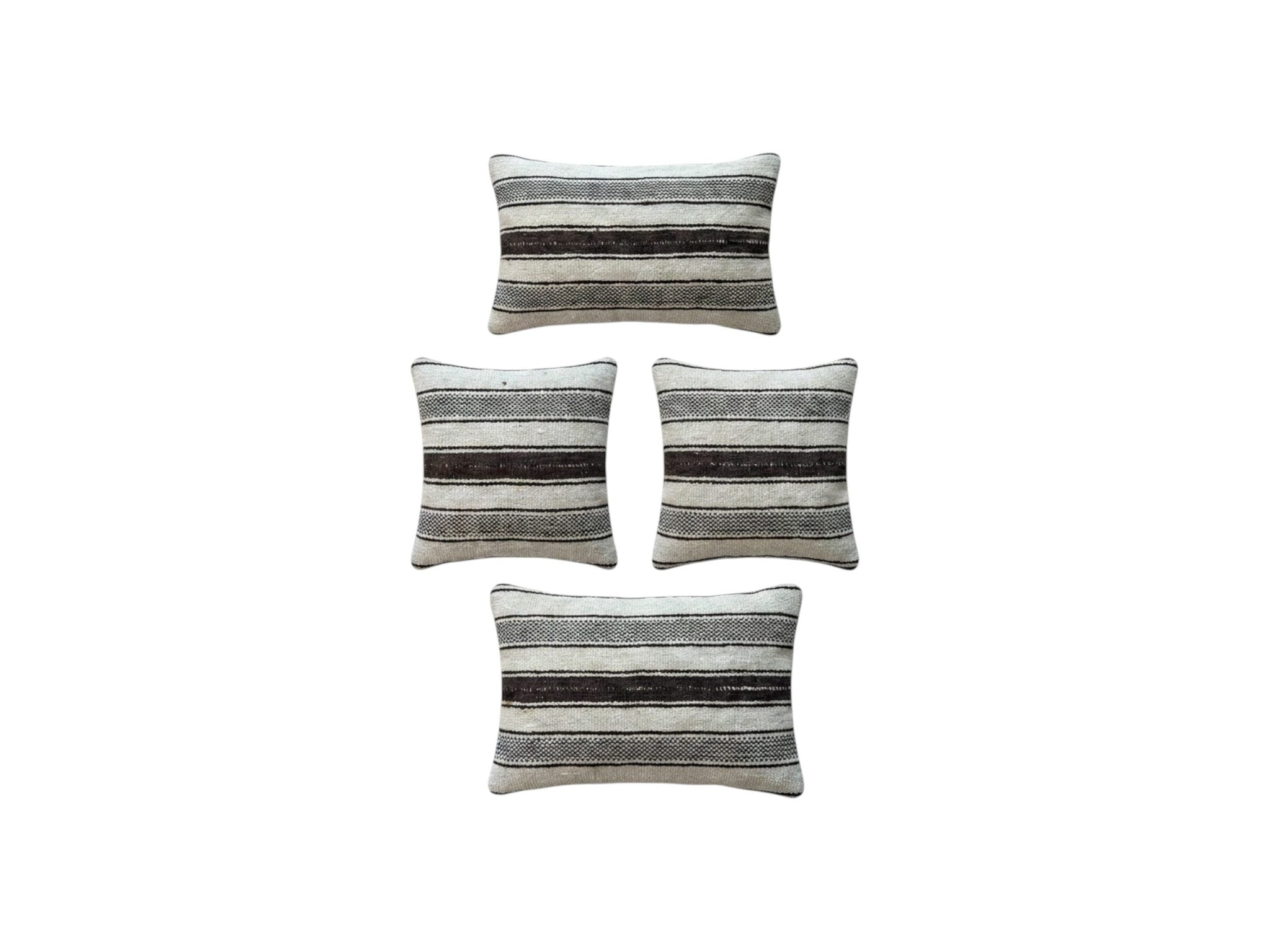 Turkish Kilim Pillow Cover Set of 4 | 16'' x 16'' & 16'' x 24'' - front view