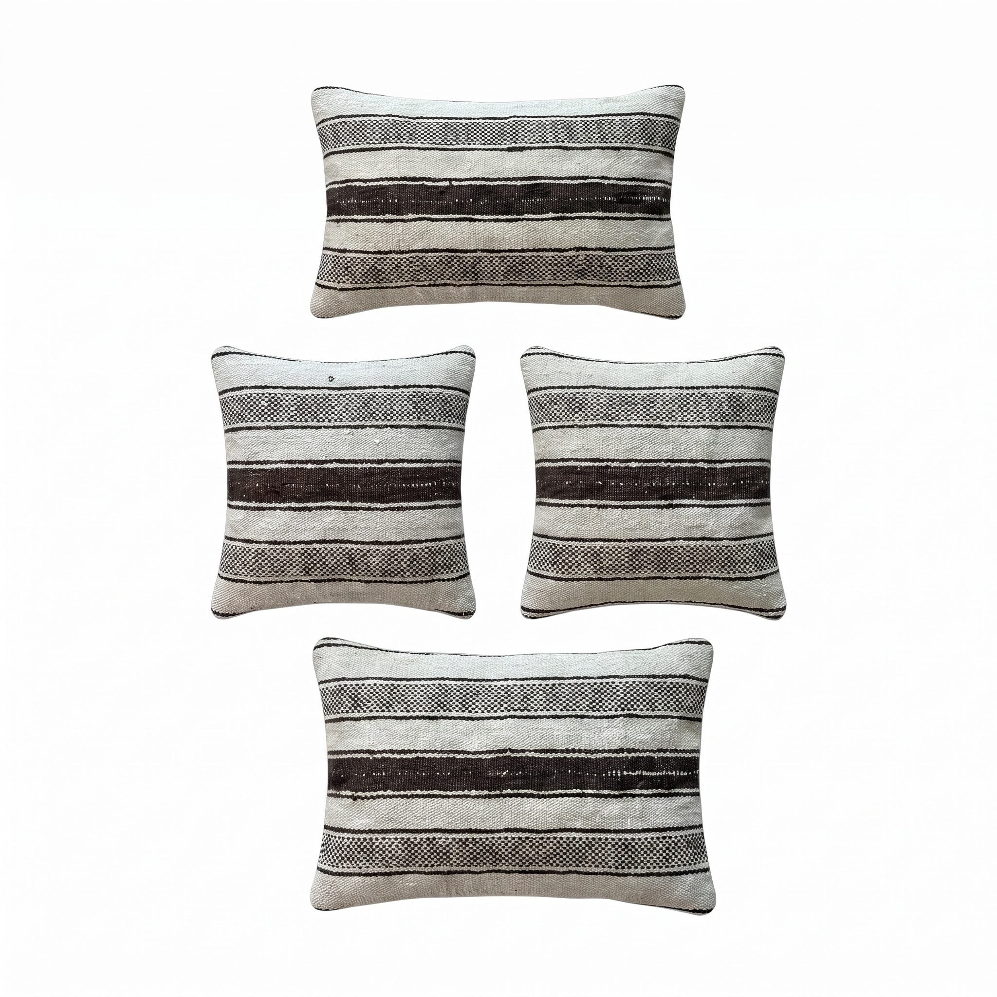 Turkish Kilim Pillow Cover Set of 4 | 16'' x 16'' & 16'' x 24'' - left angle
