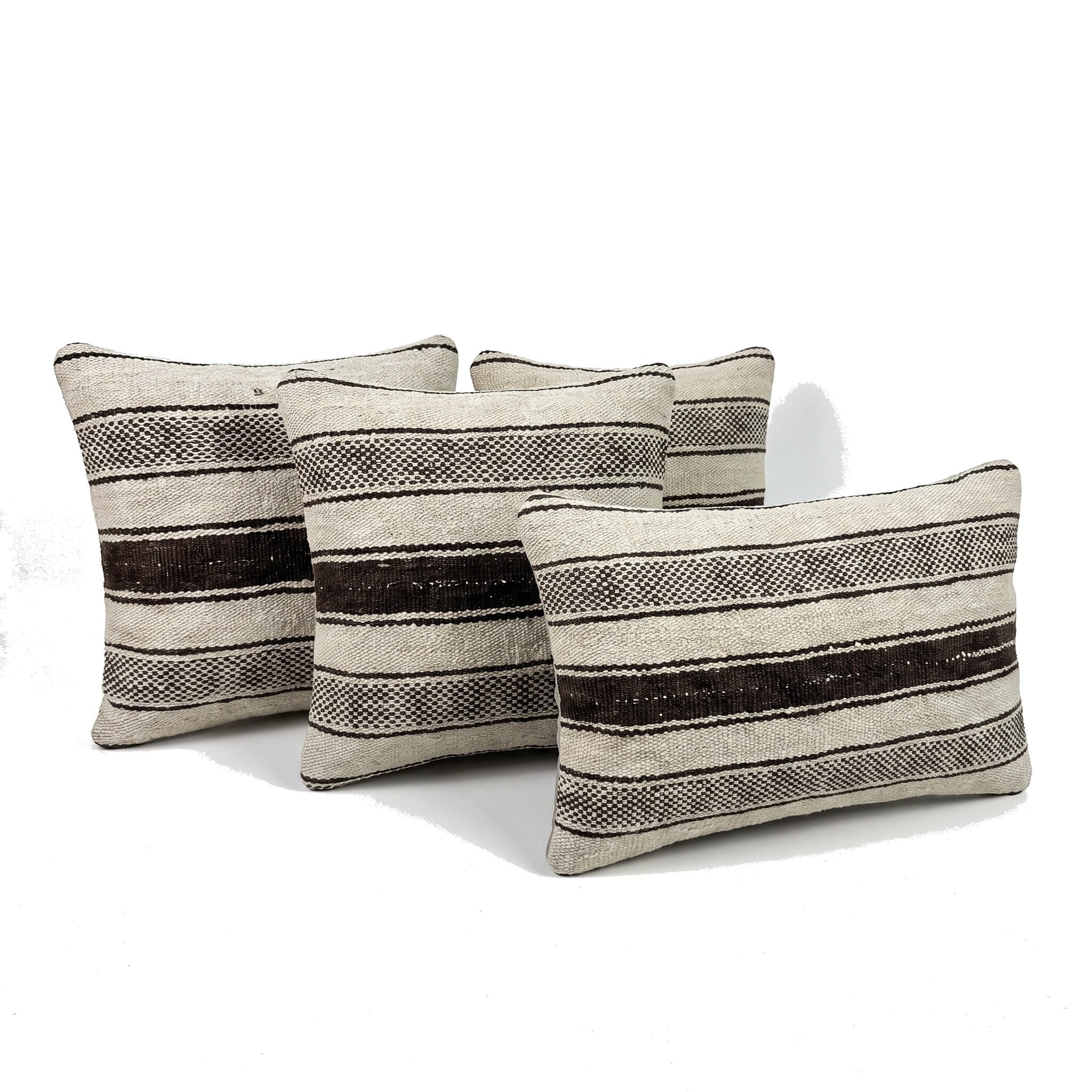 Turkish Kilim Pillow Cover Set of 4 | 16'' x 16'' & 16'' x 24'' - right angle