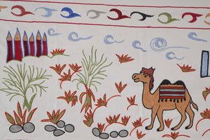 Hand-Embroidered Vintage Textile | 3'5'' x 6'4'' Camel