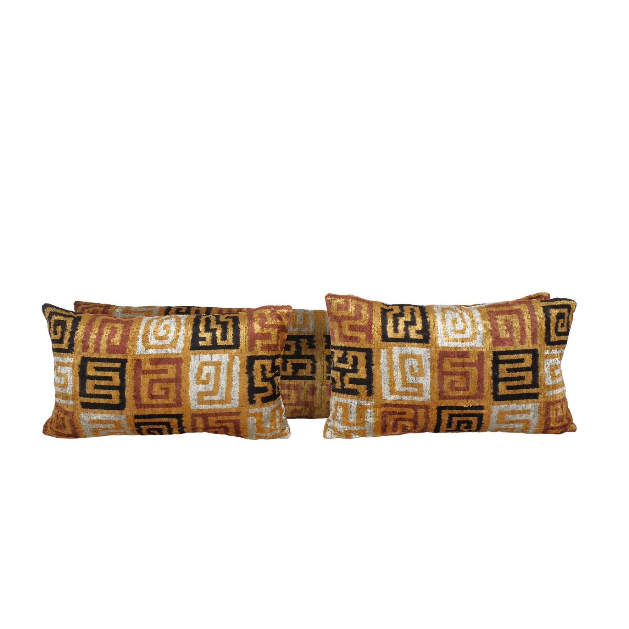 Silk Ikat Velvet Pillow Cover Set of 2 | 14'' x 51''