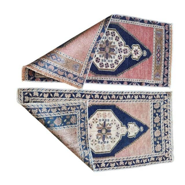 Vintage Turkish Yastik Rugs Set of 2 | 19'' x 42''