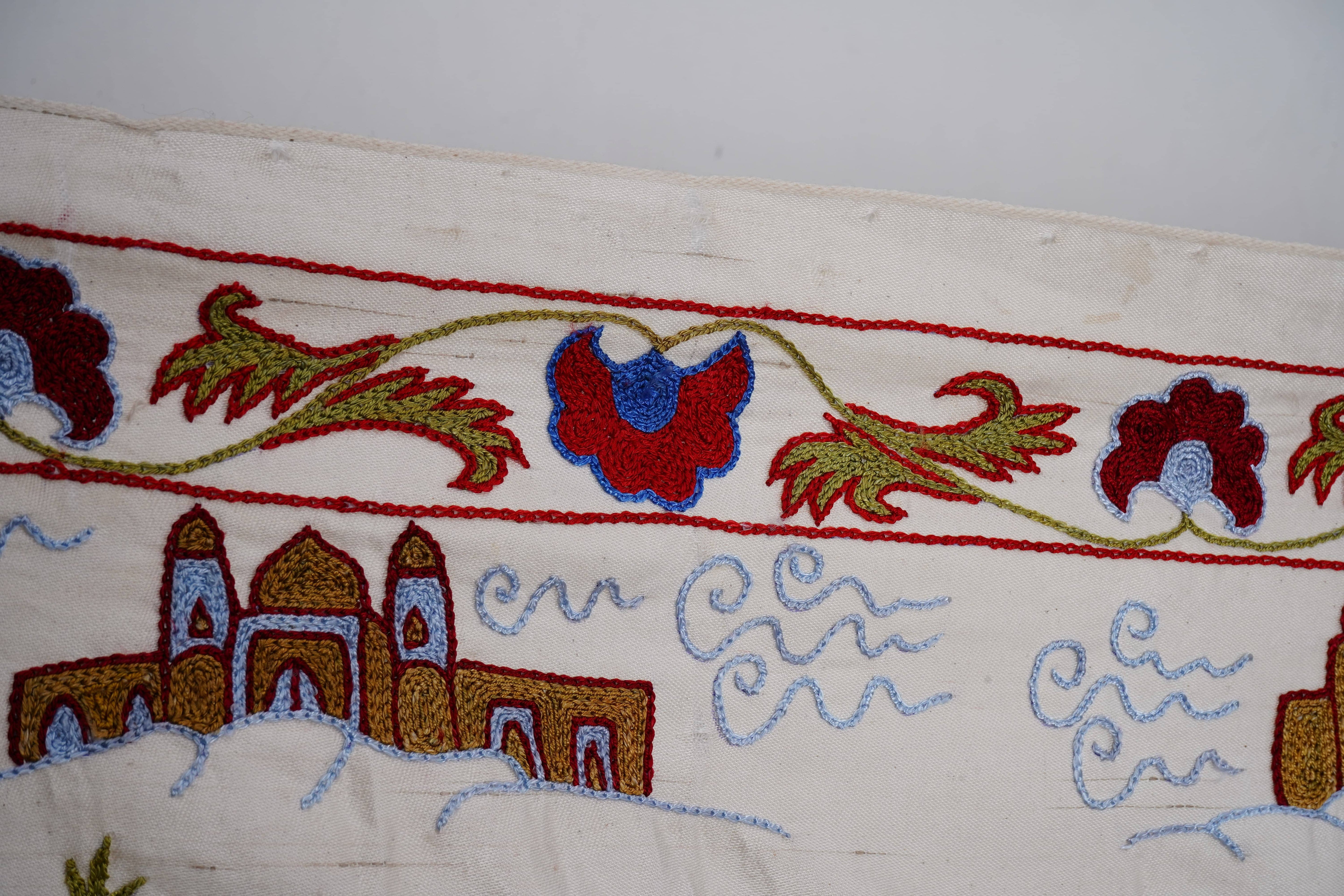 Hand-Embroidered Suzani Wall Hanging & Bedspread 1'8'' x 6'1''
