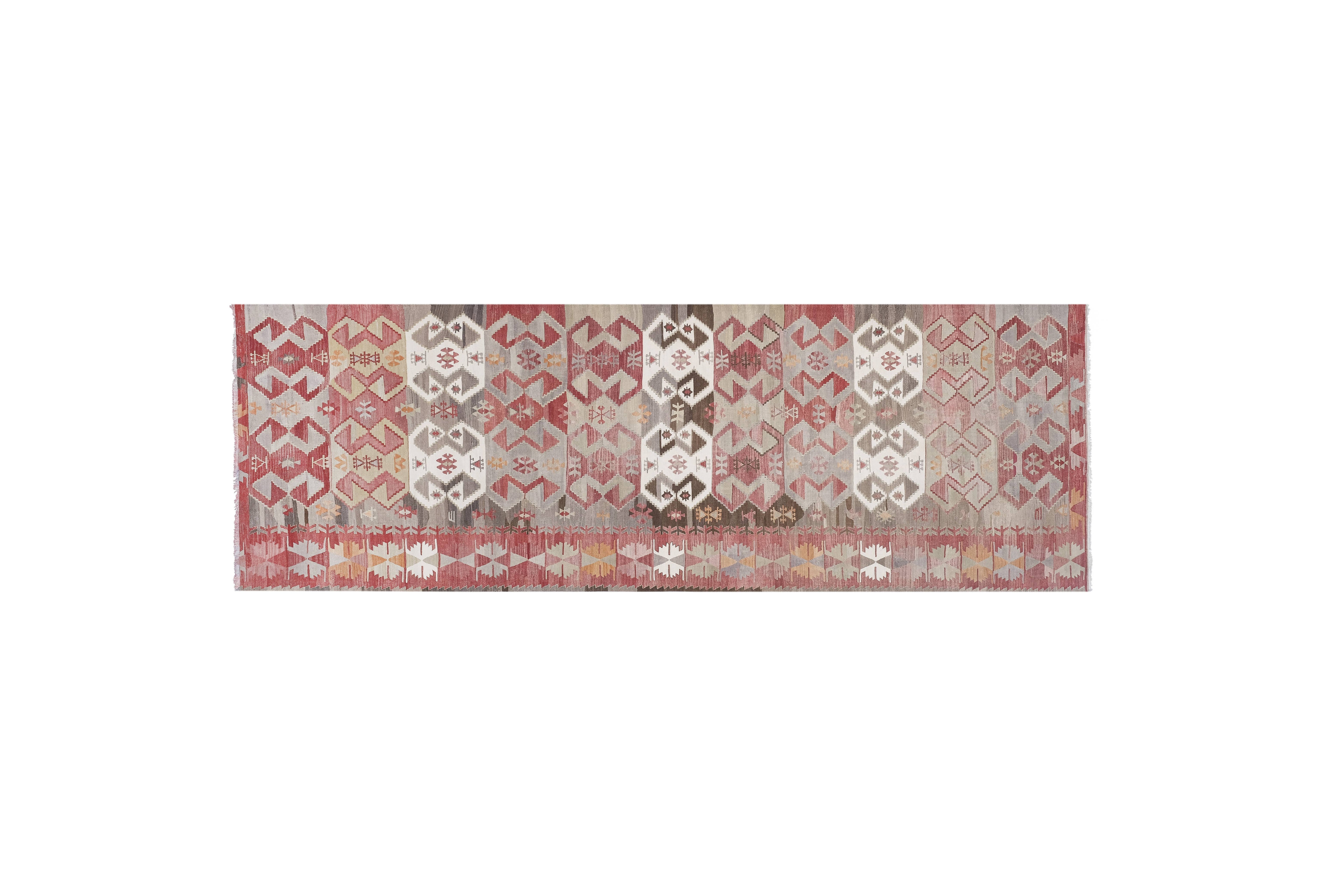 Vintage Turkish Kilim Runner 4'8'' x 13'5''