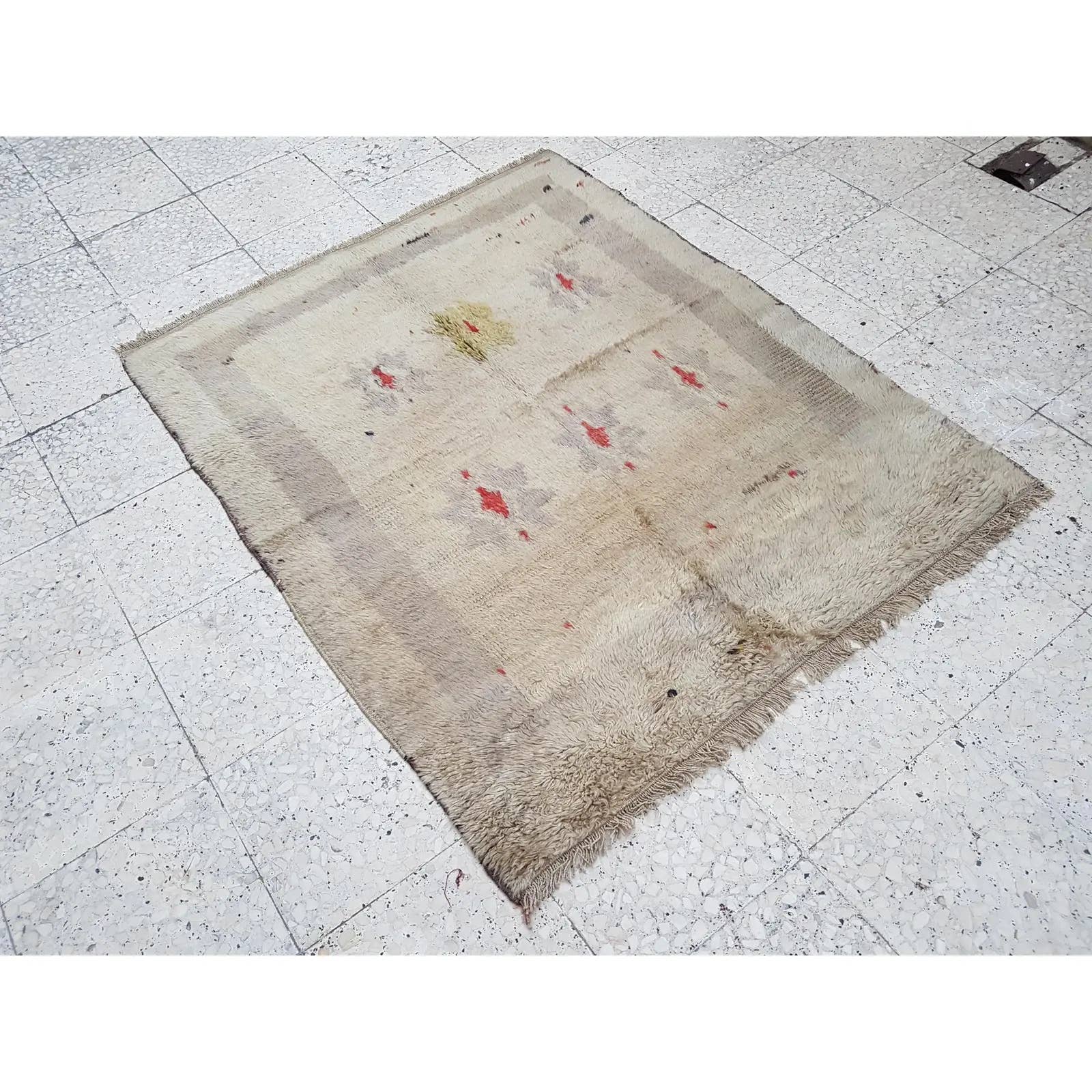 Vintage Turkish Shaggy Tulu Rug 45'' x 56''