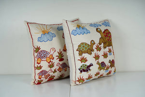 Turtle Suzani Pillow Cover Set of 2 | 20'' x 20''