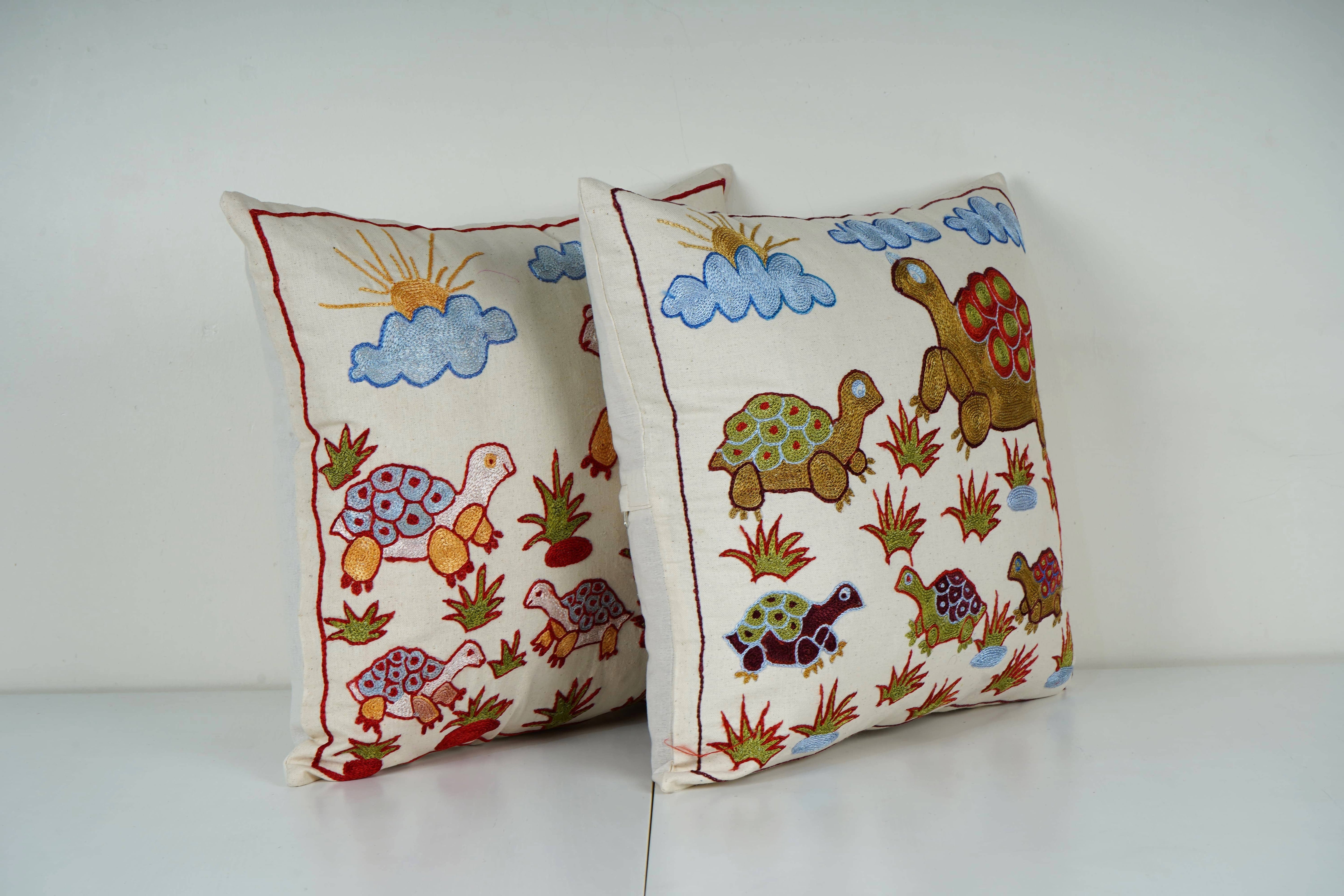 Turtle Suzani Pillow Cover Set of 2 | 20'' x 20''
