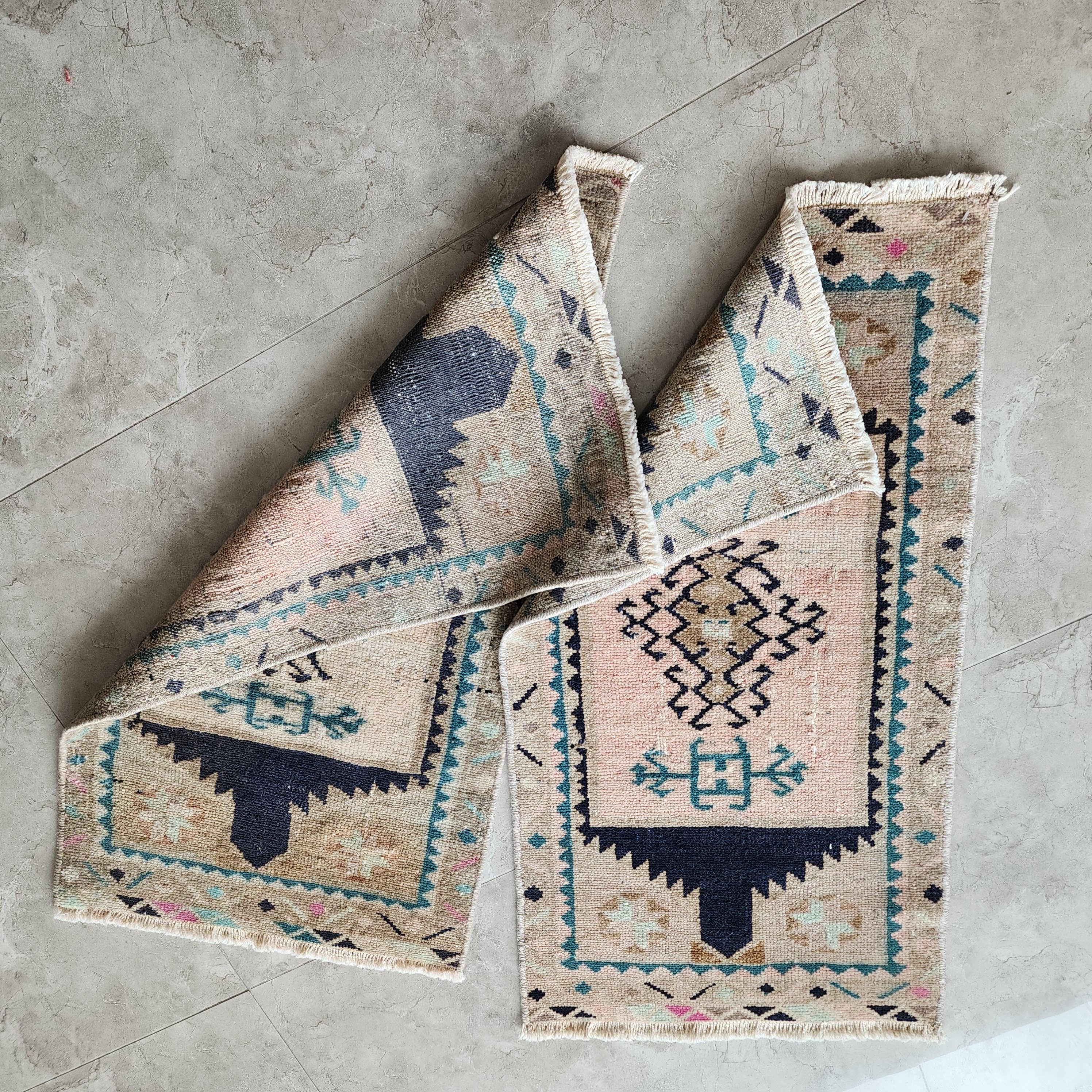 Vintage Turkish Yastik Rugs Set of 2 | 18'' x 34''