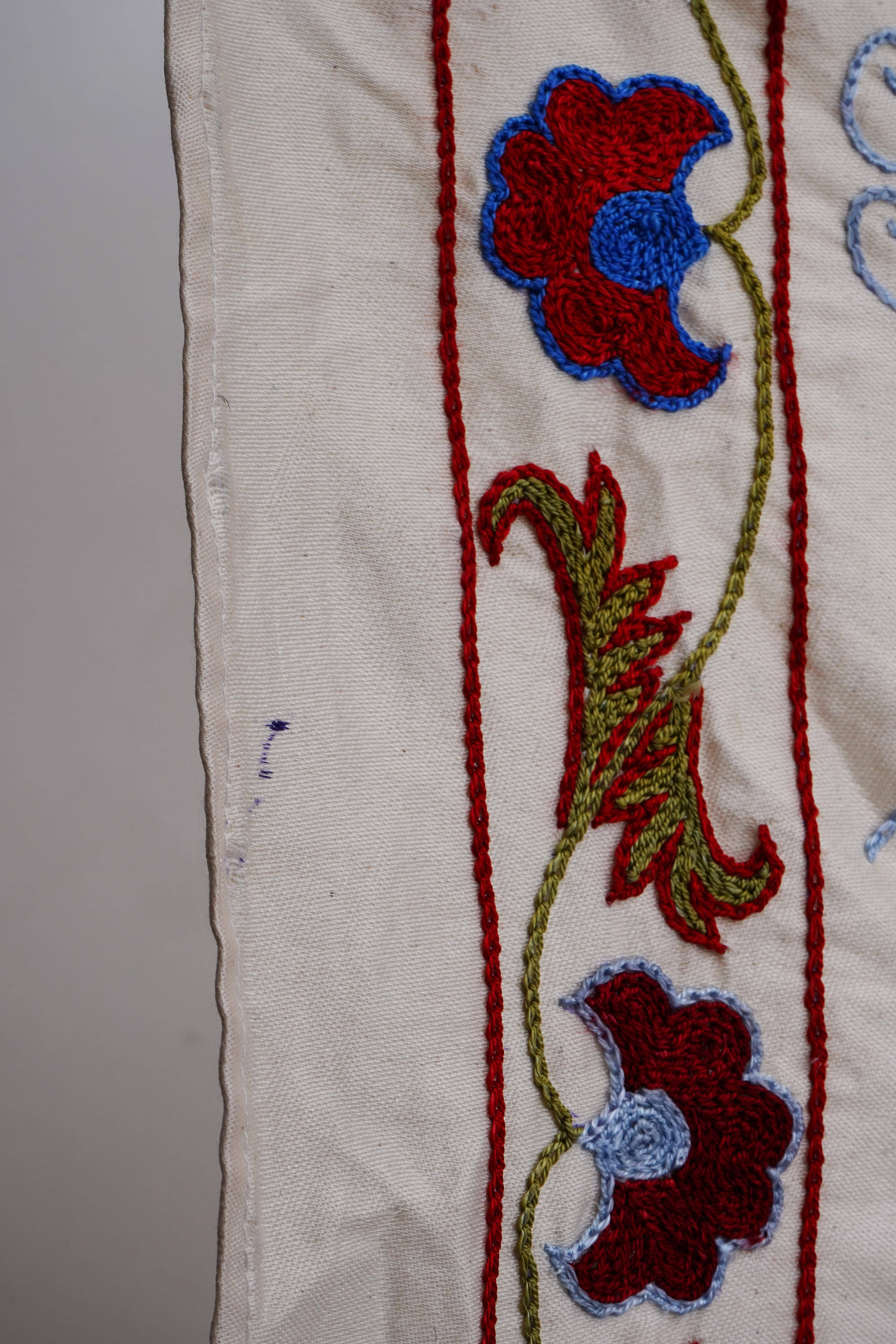 Hand-Embroidered Suzani Wall Hanging & Bedspread 1'8'' x 6'1''