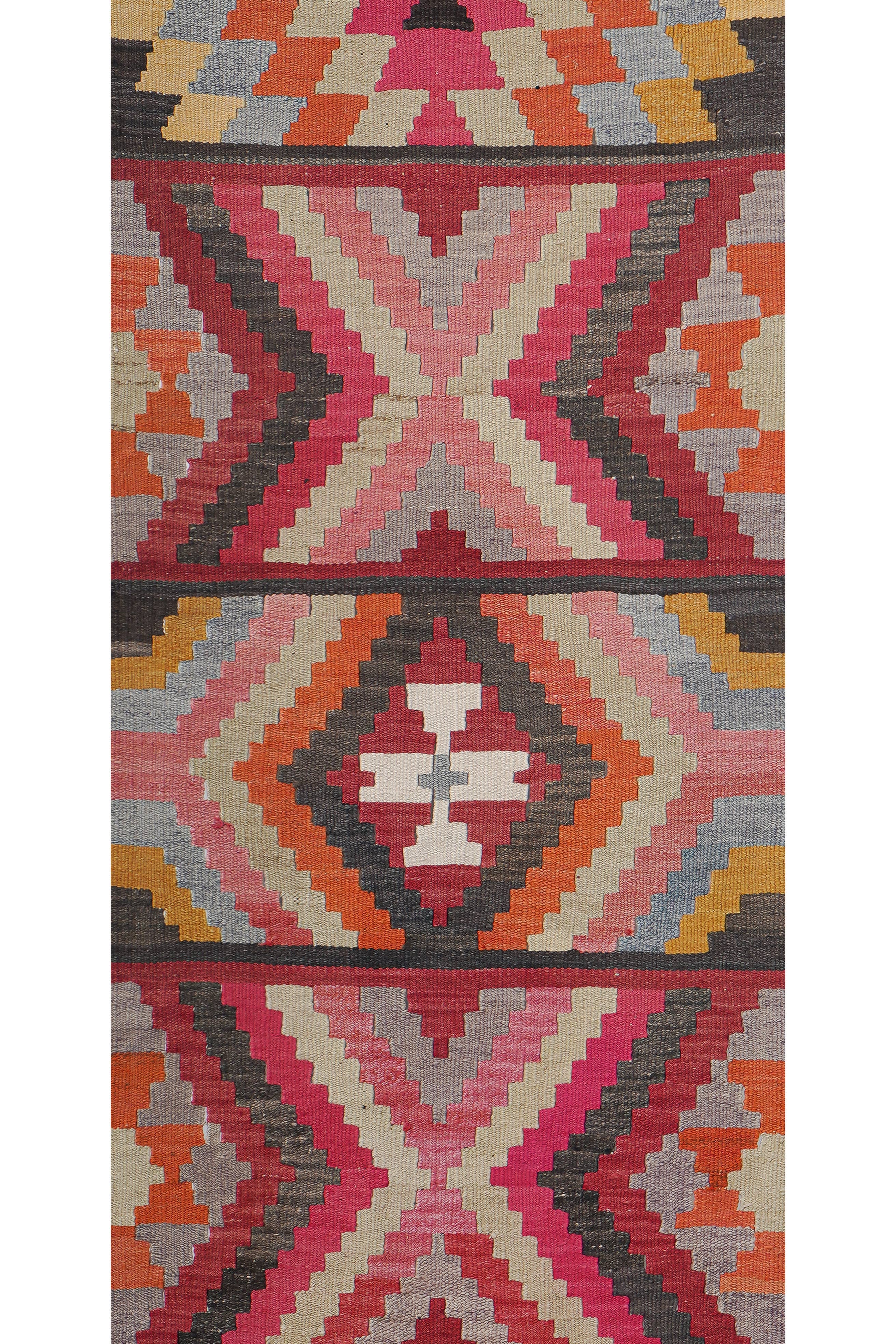 Vintage Turkish Kilim Runner 2'6'' x 12'4''