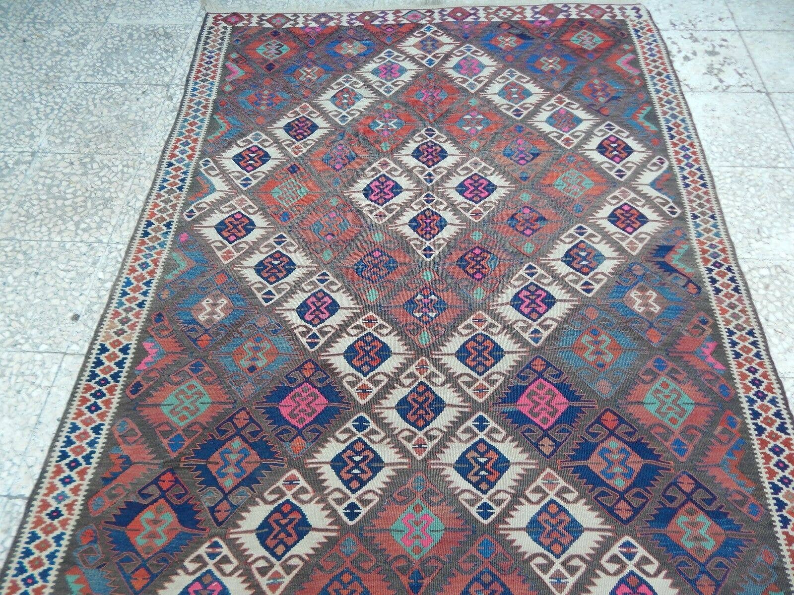 Vintage Turkish Kilim Rug 4'10'' x 12'11''