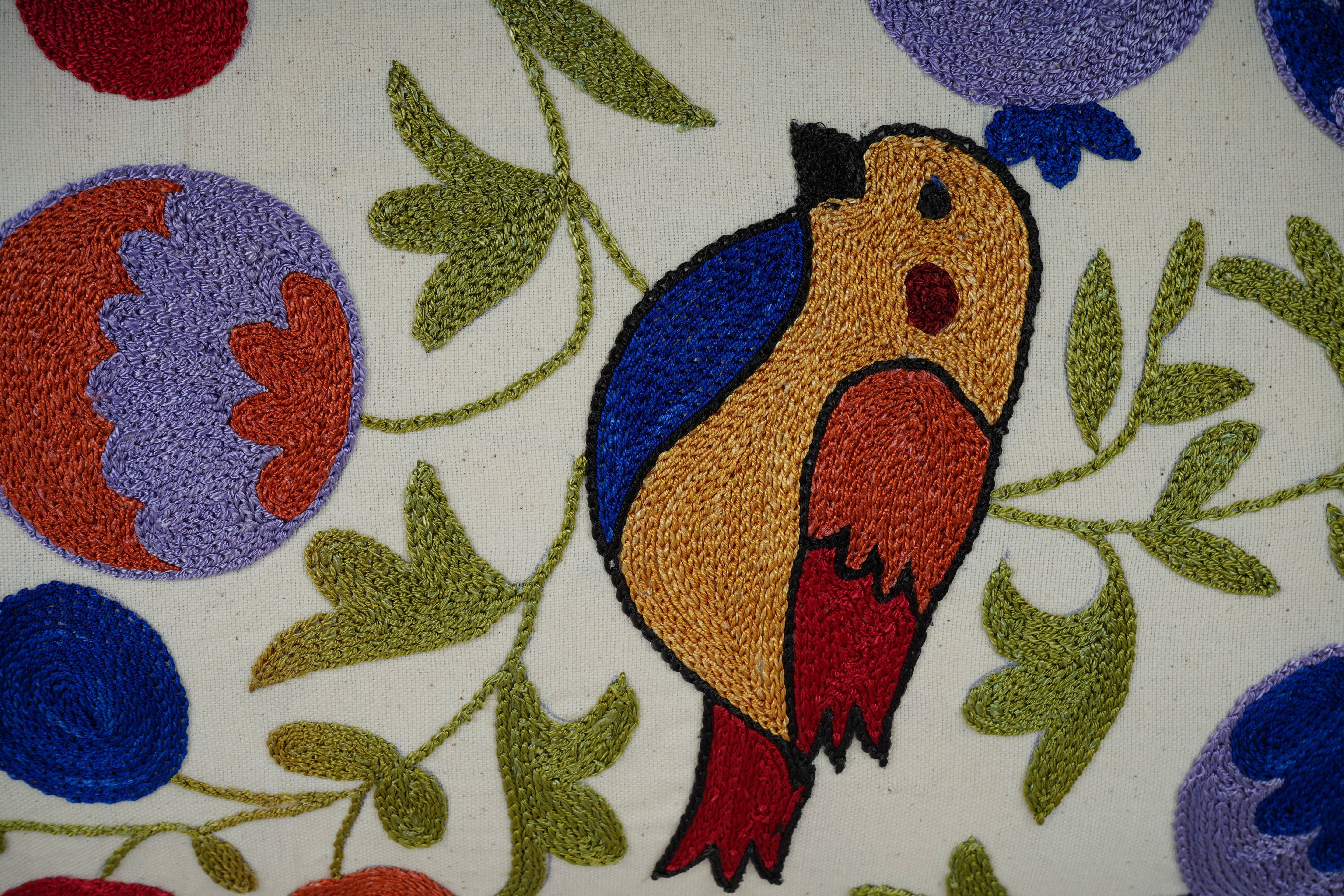 Bird Suzani Bedding Pillow Cover | 18'' x 34''