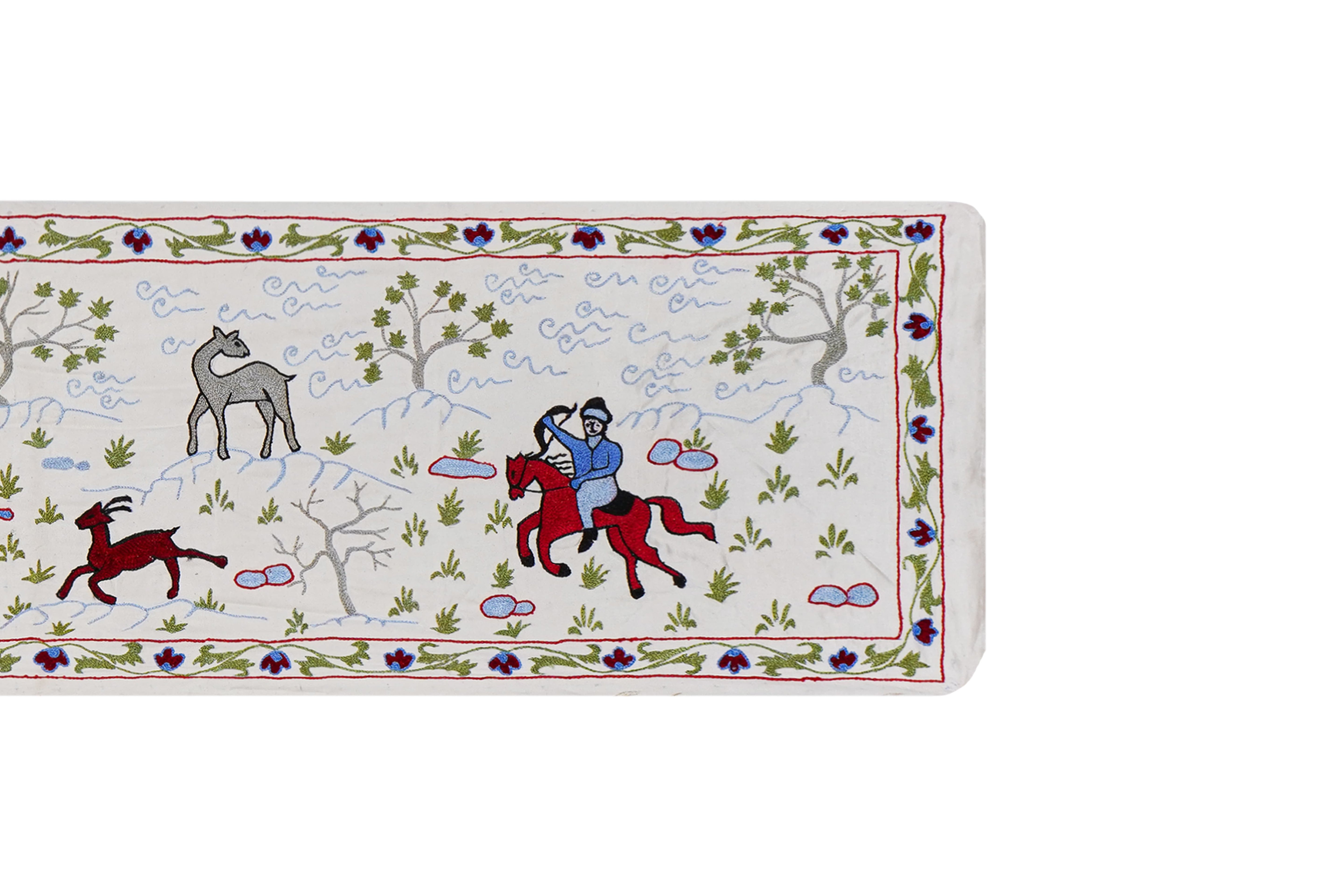 Horse Silk Suzani Wall Hanging & Bedspread 1'8'' x 6'1''