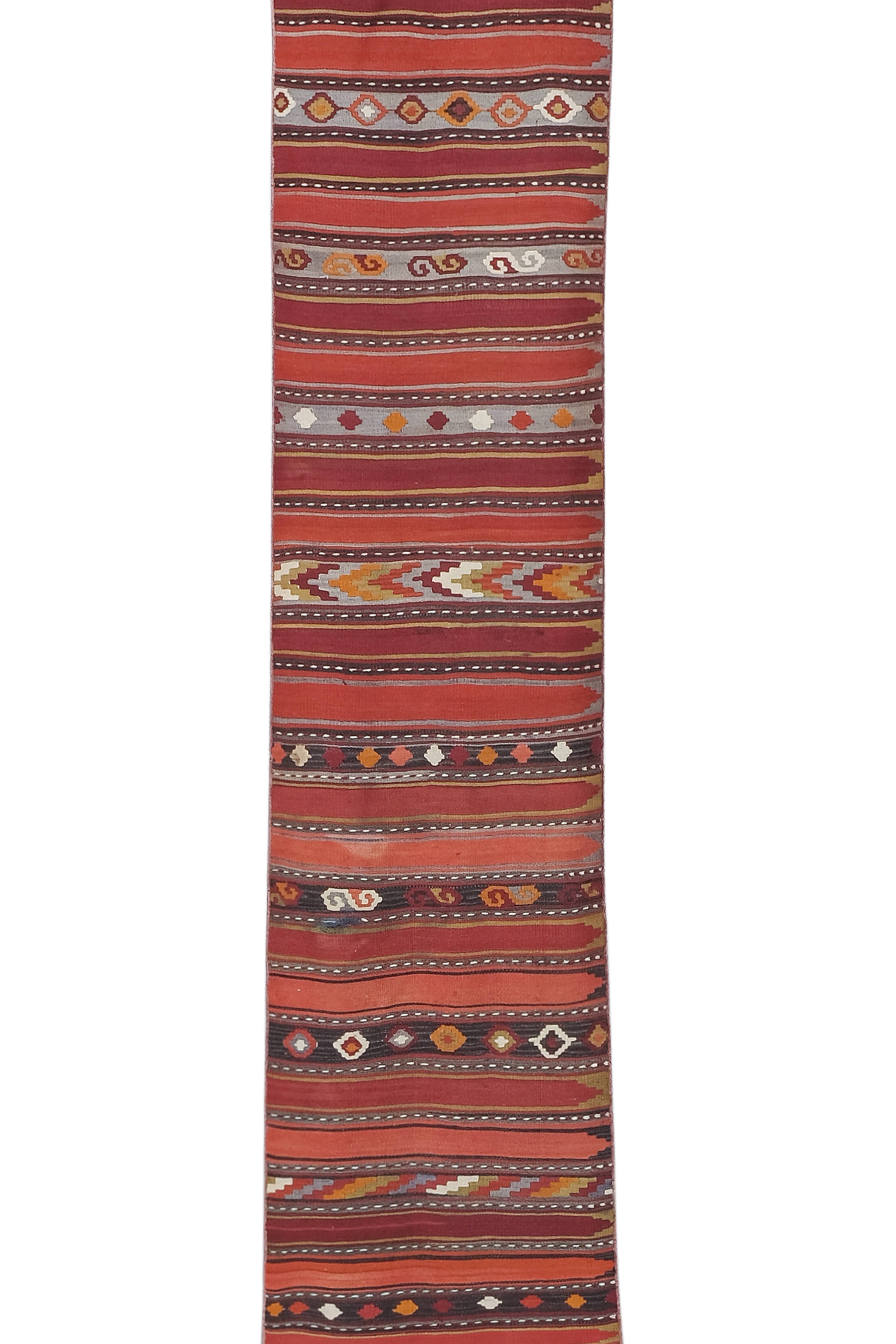 Vintage Turkish Kilim Runner 2'5'' x 22'6''