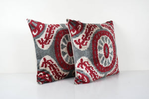 Silk Ikat Velvet Pillow Cover Set of 2 | 24'' x 24''