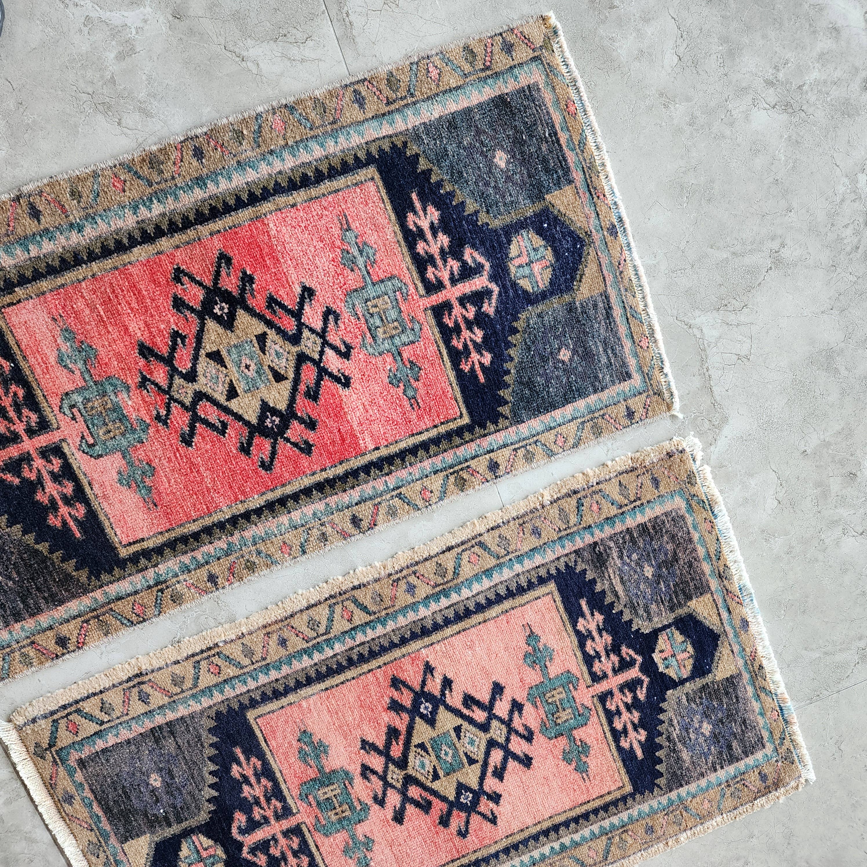 Vintage Turkish Yastik Rugs Set of 2 | 19'' x 32''