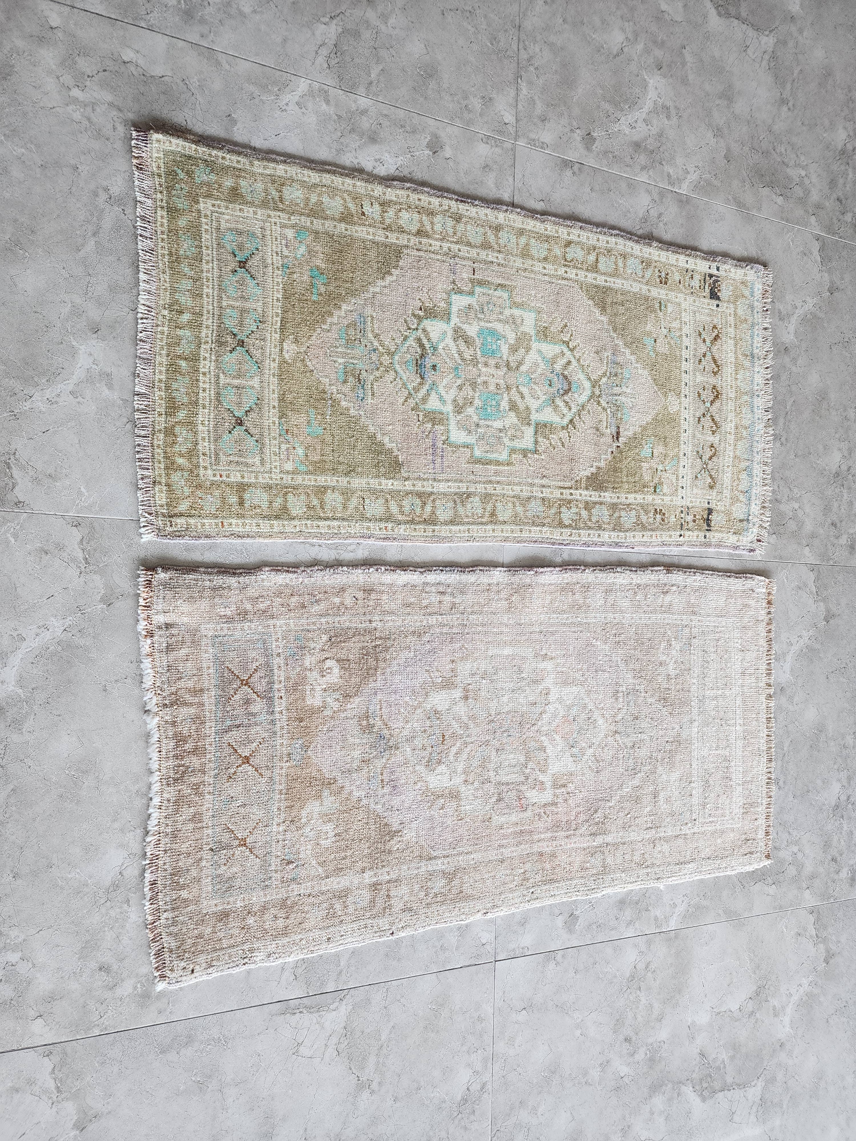 Vintage Turkish Yastik Rugs Set of 2 | 20'' x 39''