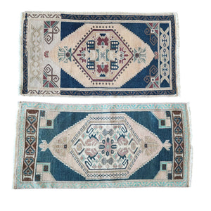 Vintage Turkish Yastik Rugs Set of 2 | 21'' x 37''