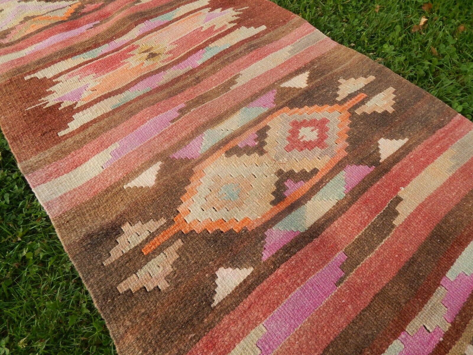 Vintage Kurdish Kilim Runner 2'7'' x 9'9''