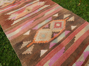 Vintage Kurdish Kilim Runner 2'7'' x 9'9''