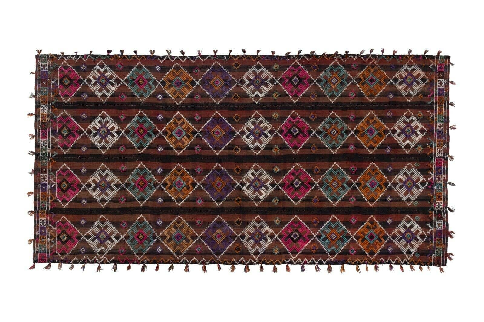 Vintage Turkish Kilim Rug 5'4'' x 10'7''