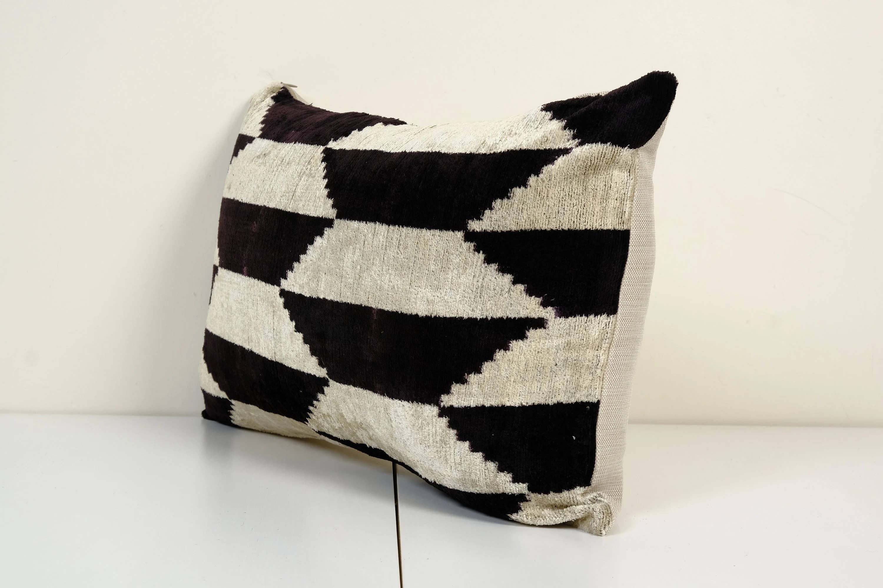 Silk Ikat Velvet Pillow Cover | 14'' x 23''
