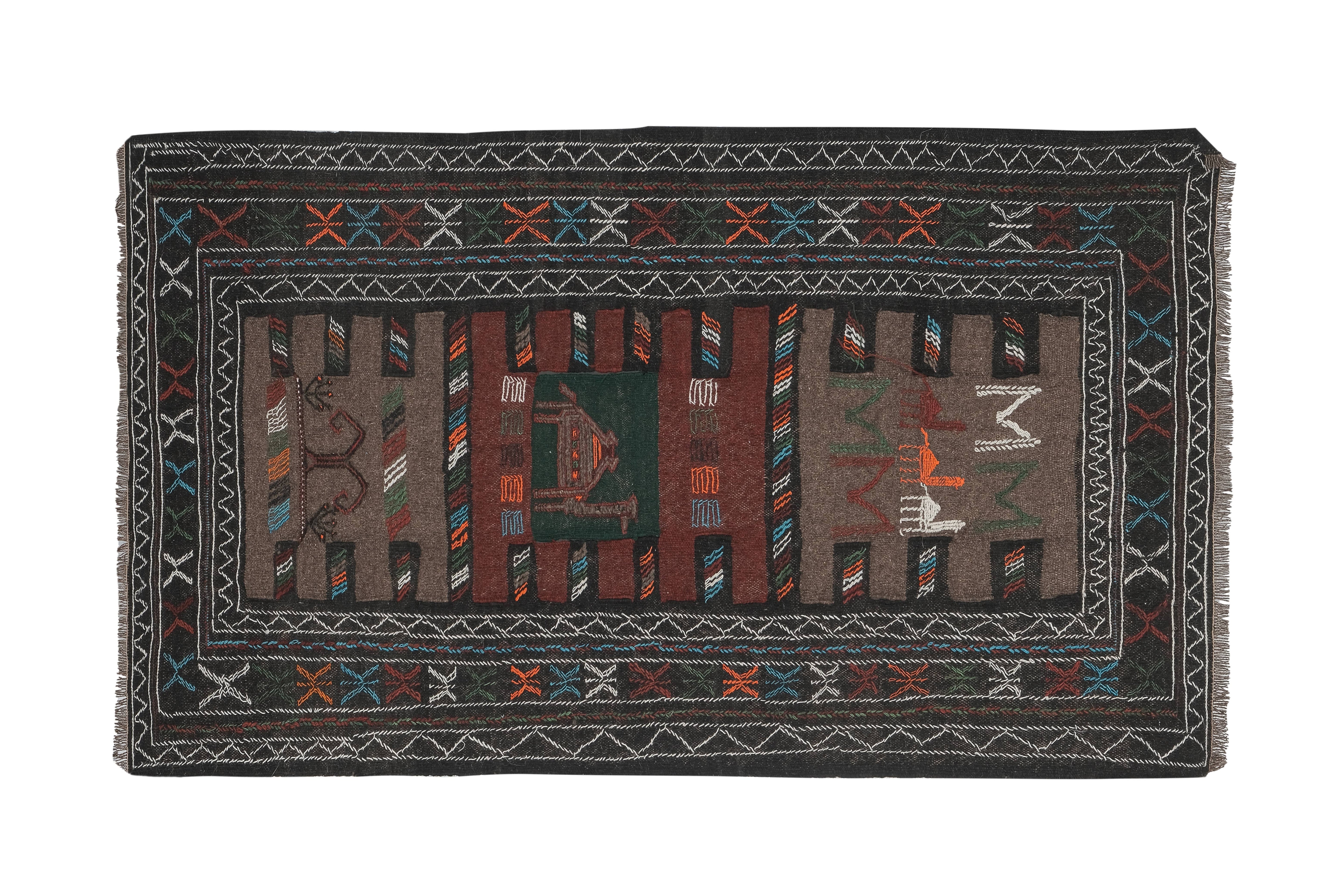 Vintage Turkish Soumac Kilim Rug 3'8'' x 6'3''