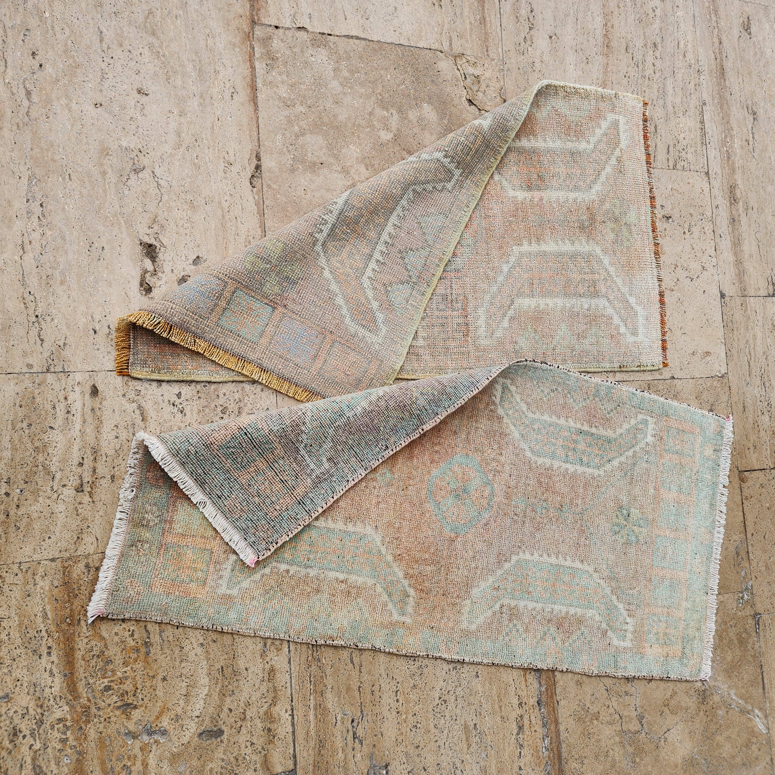 Vintage Turkish Yastik Rugs Set of 2 | 20'' x 37''