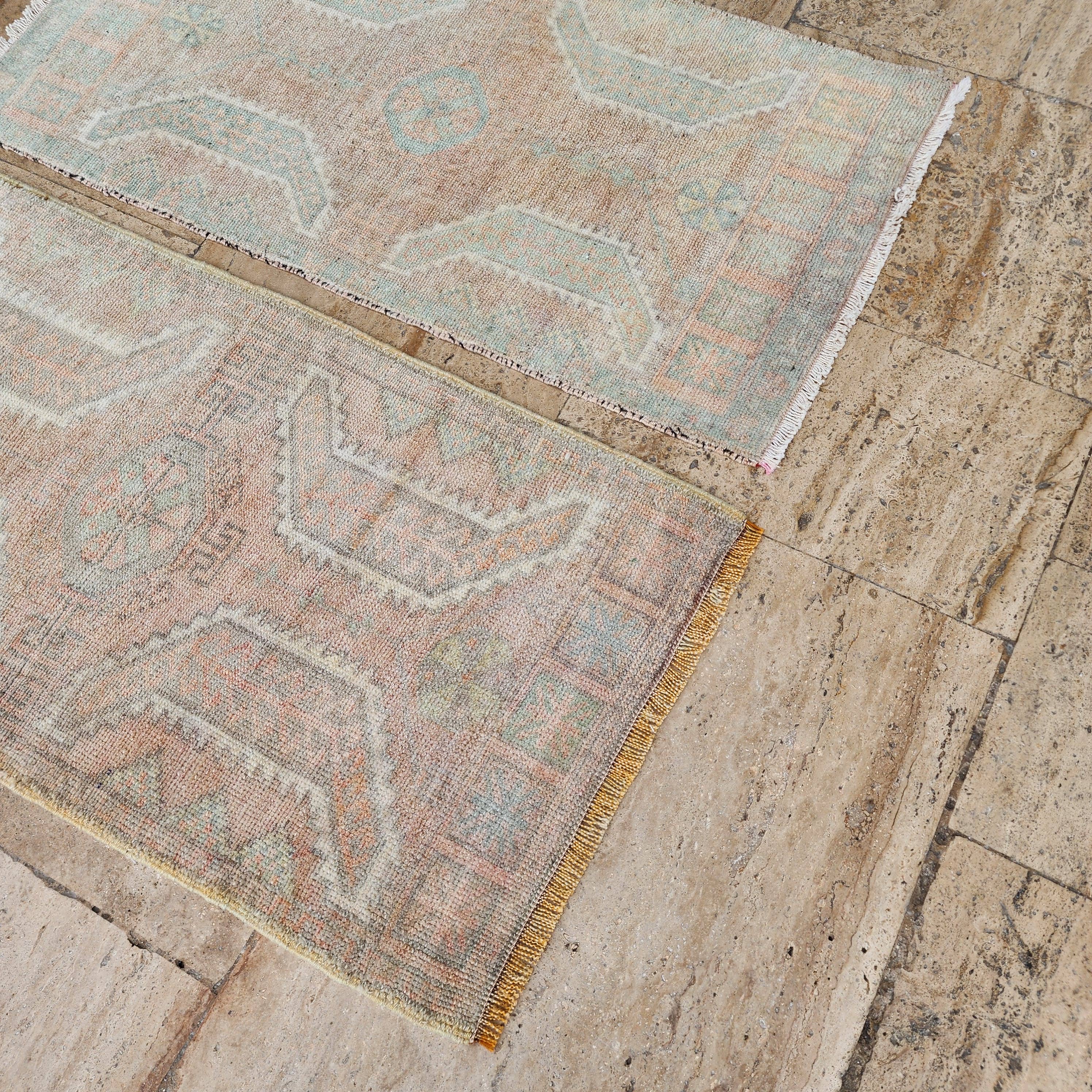 Vintage Turkish Yastik Rugs Set of 2 | 20'' x 37''
