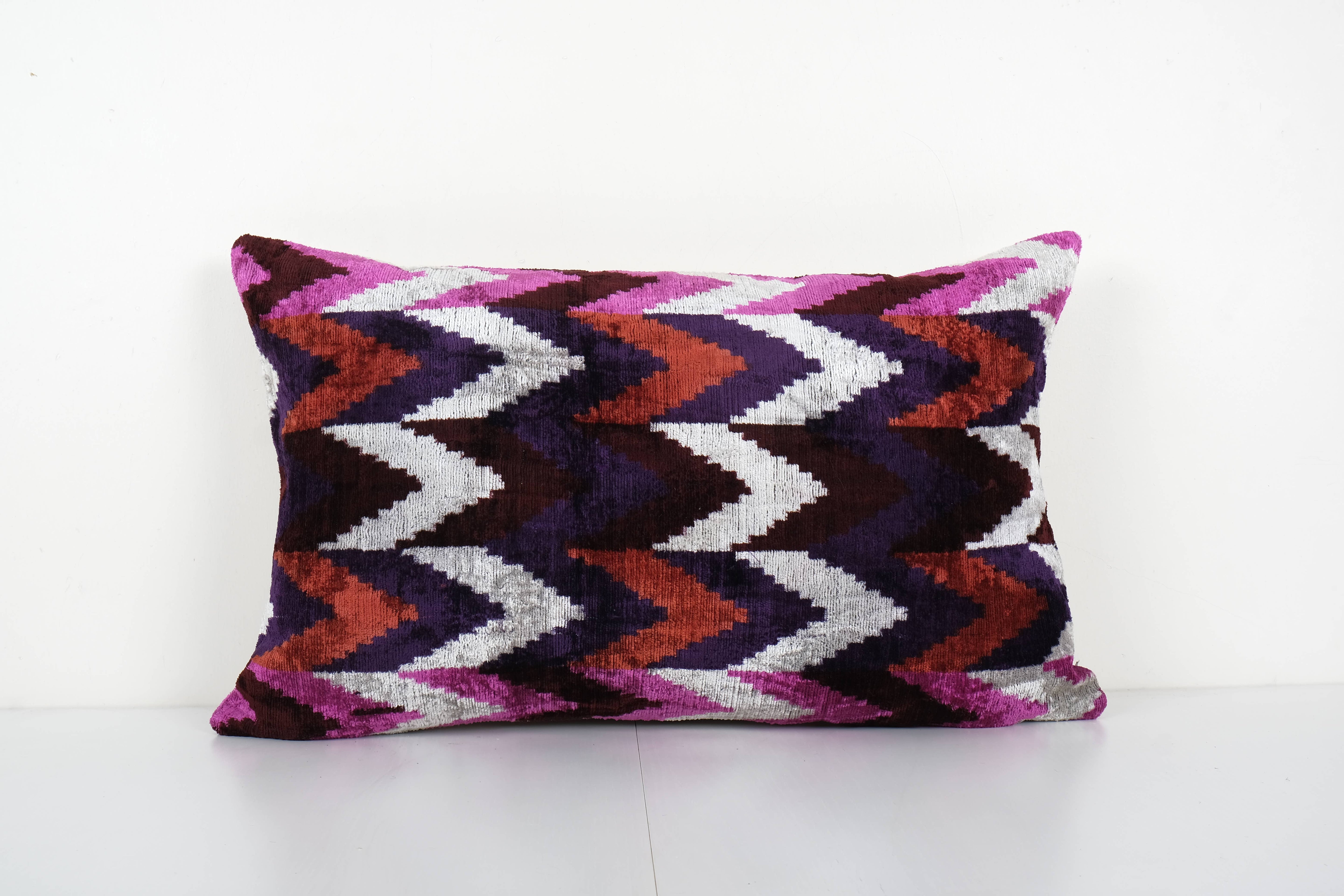 Silk Ikat Velvet Pillow Cover | 16'' x 24''
