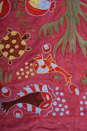 Silk Suzani Wall Hanging & Bedspread | 3'2'' x 6'4''