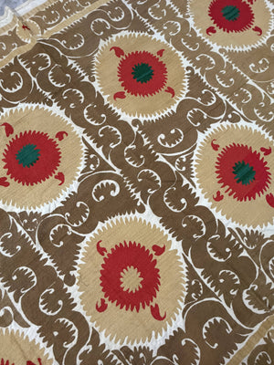Hand-Embroidered Suzani Wall Hanging & Bedspread 7'5'' x 11'