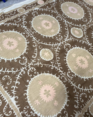 Hand-Embroidered Suzani Wall Hanging & Bedspread 7'5'' x 12'2''
