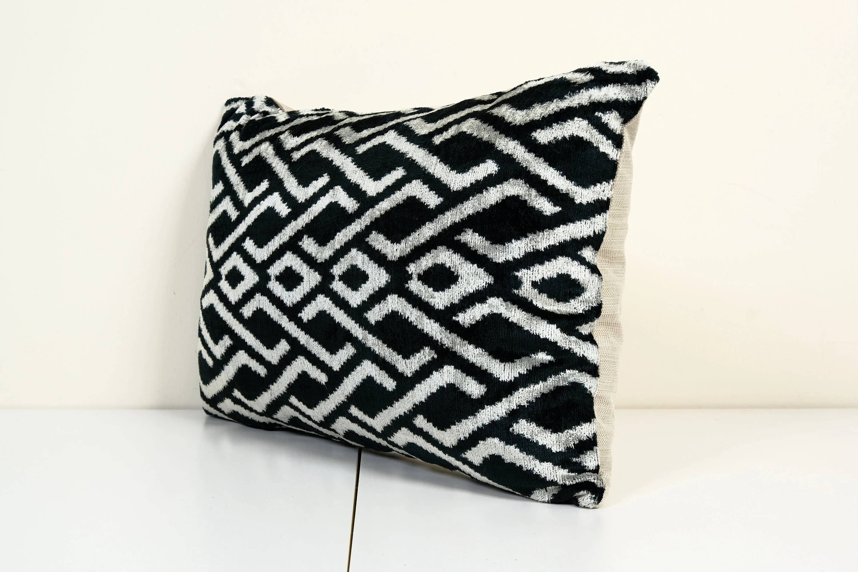 Silk Ikat Velvet Pillow Cover | 16'' x 24''