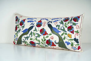 Bird Suzani Bedding Pillow Cover | 16'' x 33''