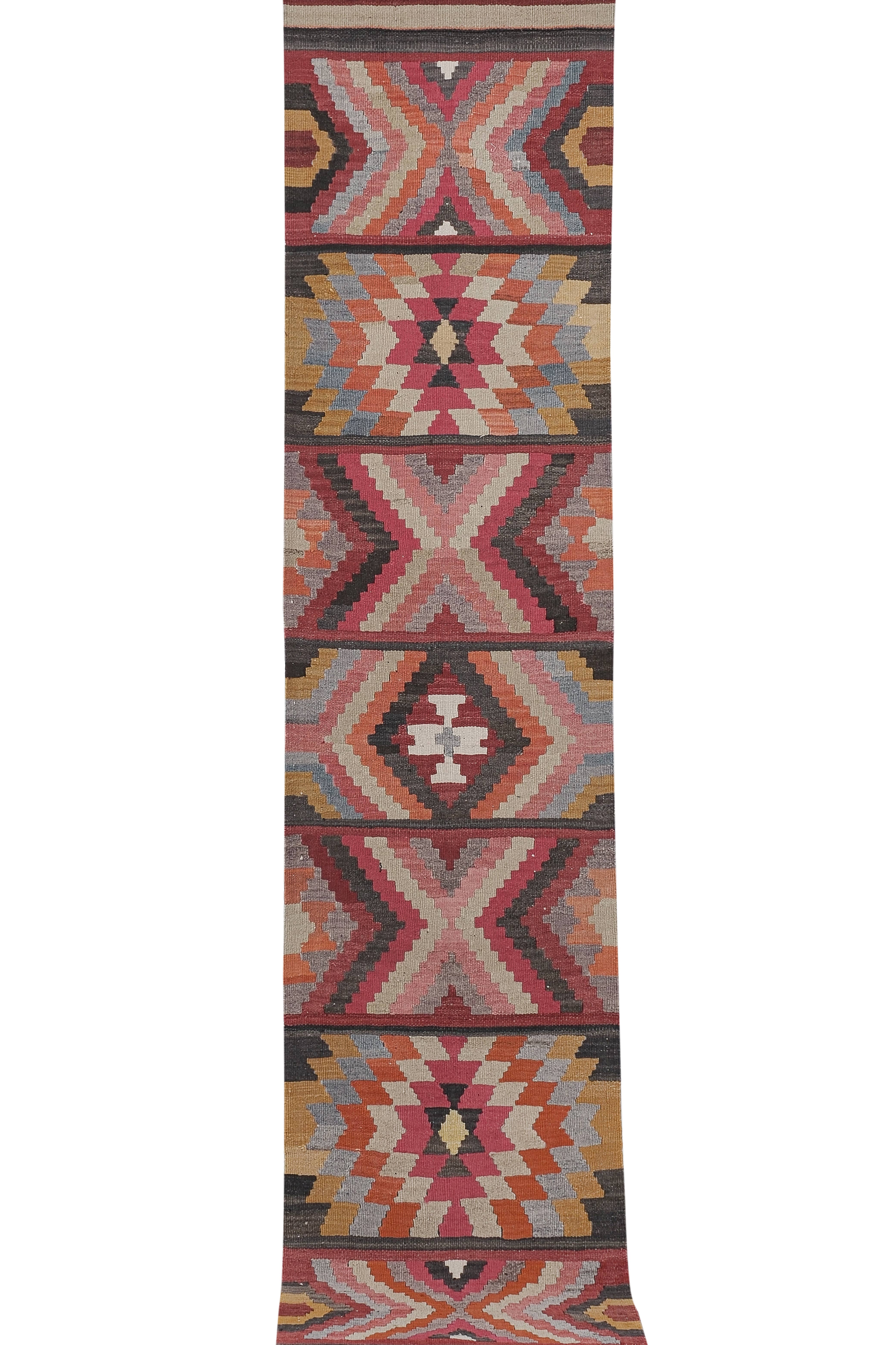 Vintage Turkish Kilim Runner 2'6'' x 11'9''