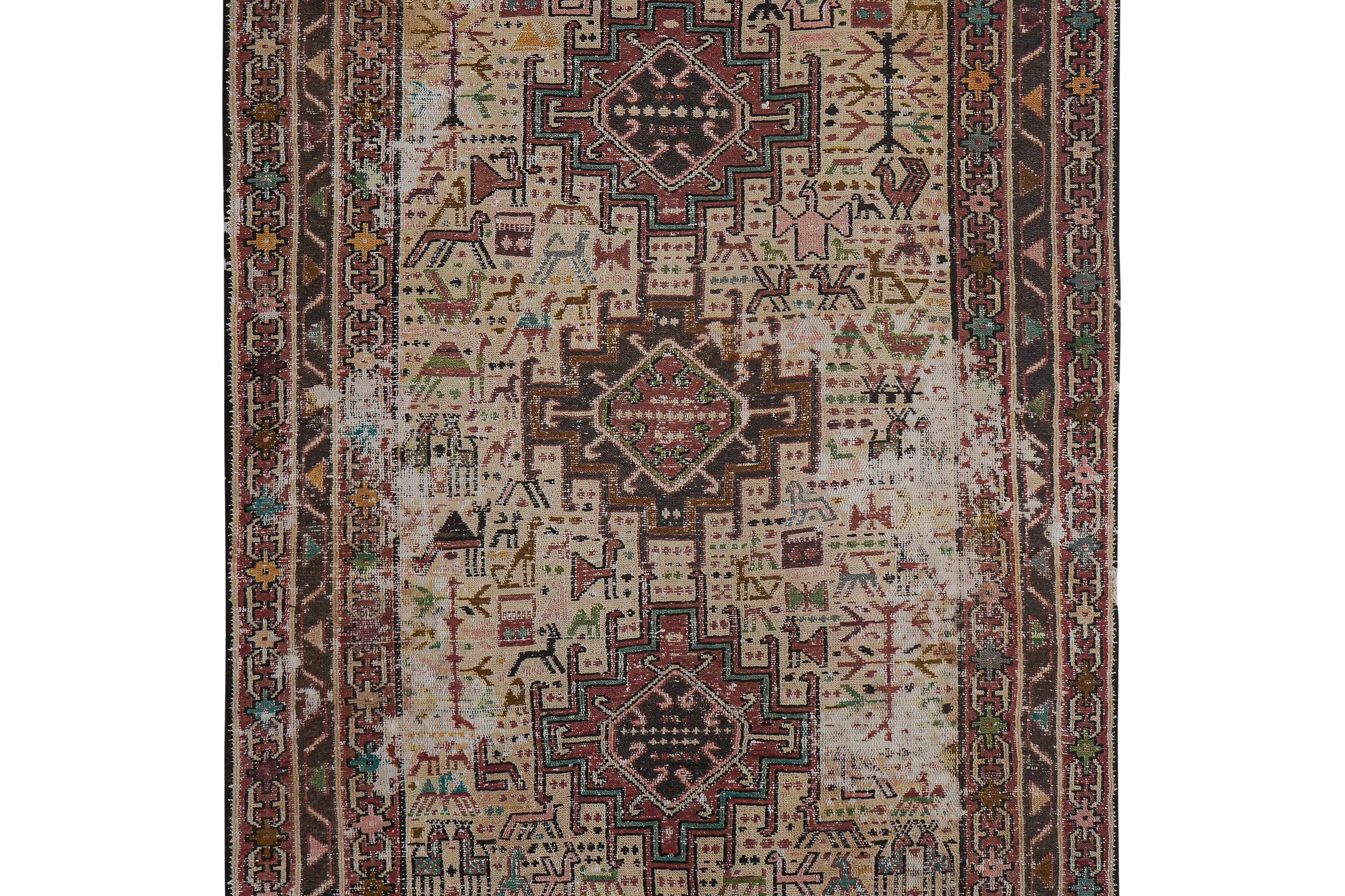 Vintage Turkish Animal Soumac Kilim Rug 41'' x 54''