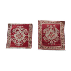 Vintage Turkish Yastik Rugs Set of 2 | 24'' x 24''