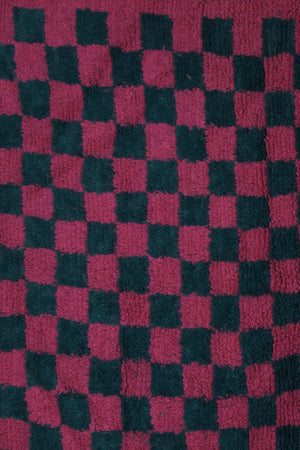 Vintage Checkered Turkish Tulu Rug 4'9'' x 6'3''