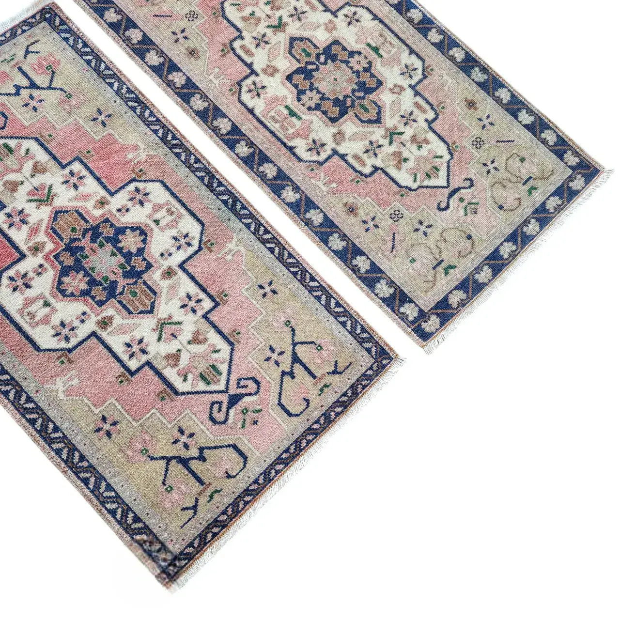 Vintage Turkish Yastik Rug Set of 2 | 1'10'' x 3'3'' & 1'10'' x 3'5''