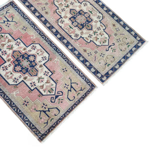 Vintage Turkish Yastik Rug Set of 2 | 1'10'' x 3'3'' & 1'10'' x 3'5''