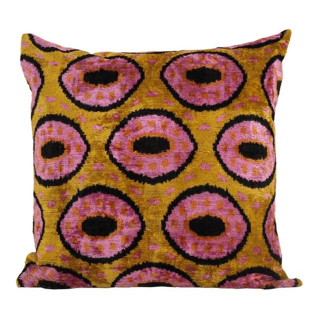 Silk Ikat Velvet Pillow Cover | 24'' x 24''